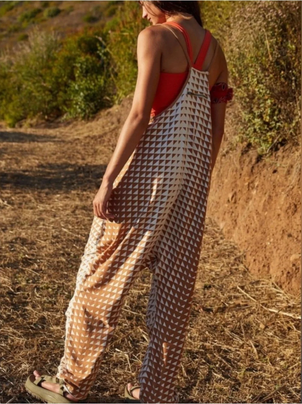 FP Movement by Free People hot shot printed onesie in geometric tan size XL - Picture 3 of 5